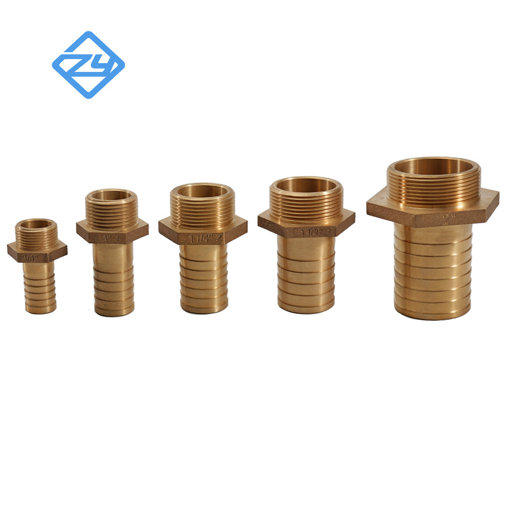 Cast Bronze Barb Hose Fitting Connector Adapter with Male Thread and Hexagonal Collar