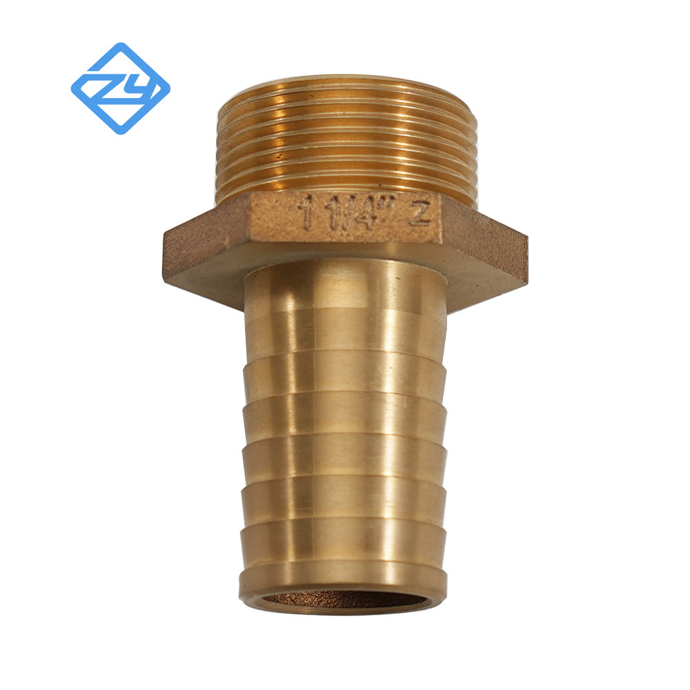 Cast Bronze Barb Hose Fitting Connector Adapter with Male Thread and Hexagonal Collar