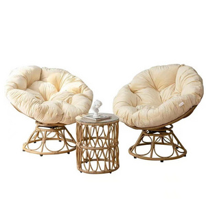 Scandinavian Style Woven Rattan Papasan Chair Nordic Garden Casual Recliner Lazy Outdoor Leisure Chair for Home Furniture