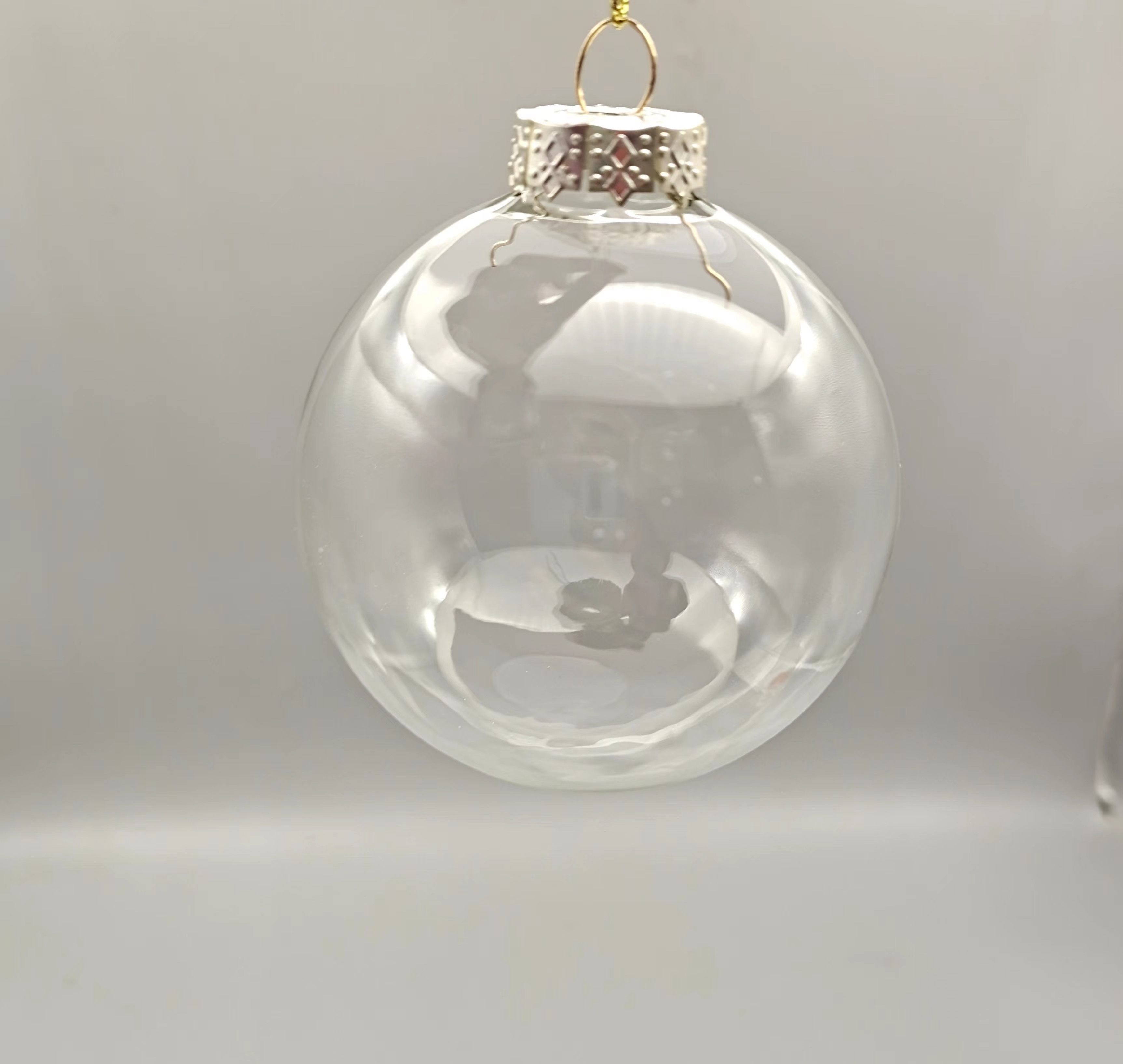 Wholesale Hand Blown Clear Transparent 80mm 10mm Christmas Glass Baubles Hanging Clear Iridescent Glass Ball Ornament