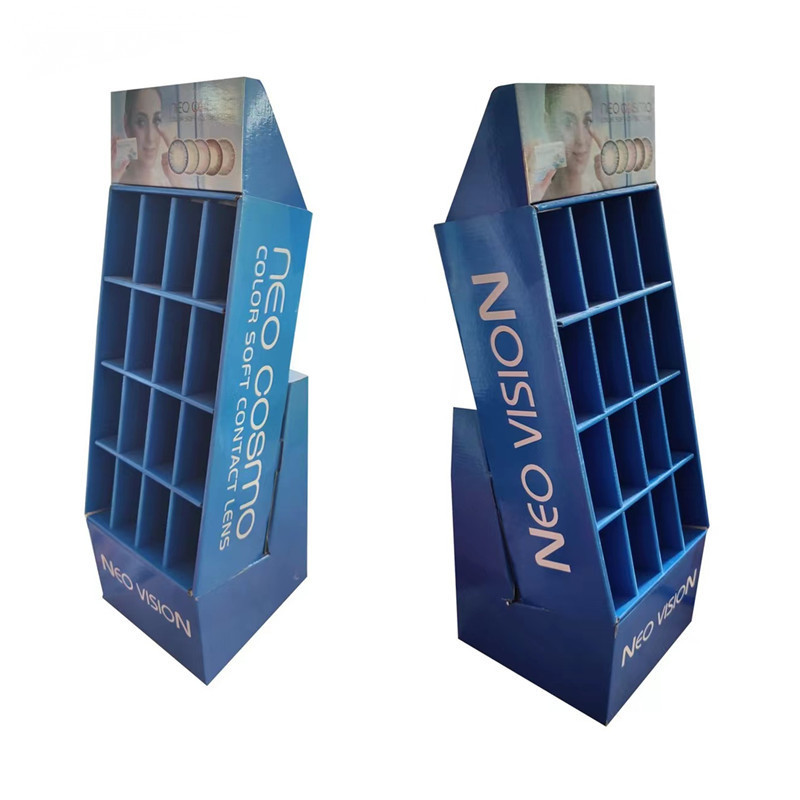 Custom Design Floor Standing Pop Display with Pockets Cardboard Cell Display for Food