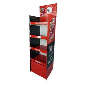 Retail Store POP Promotional Floor Standing Cardboard Shelves Display Stand for Snacks