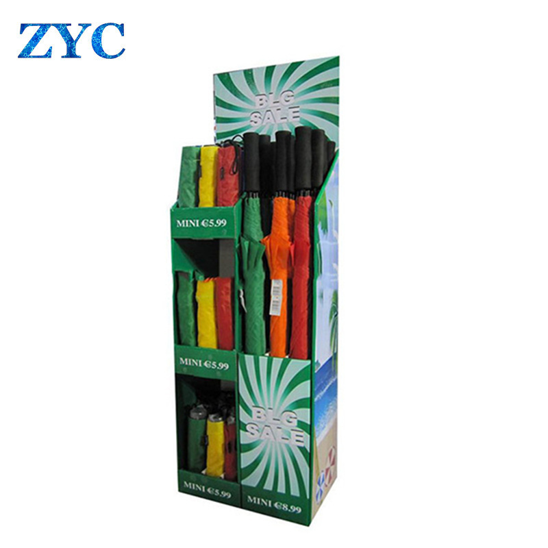 Retail Corrugated Paper Display / Promotional POP Cardboard Display for Umbrella