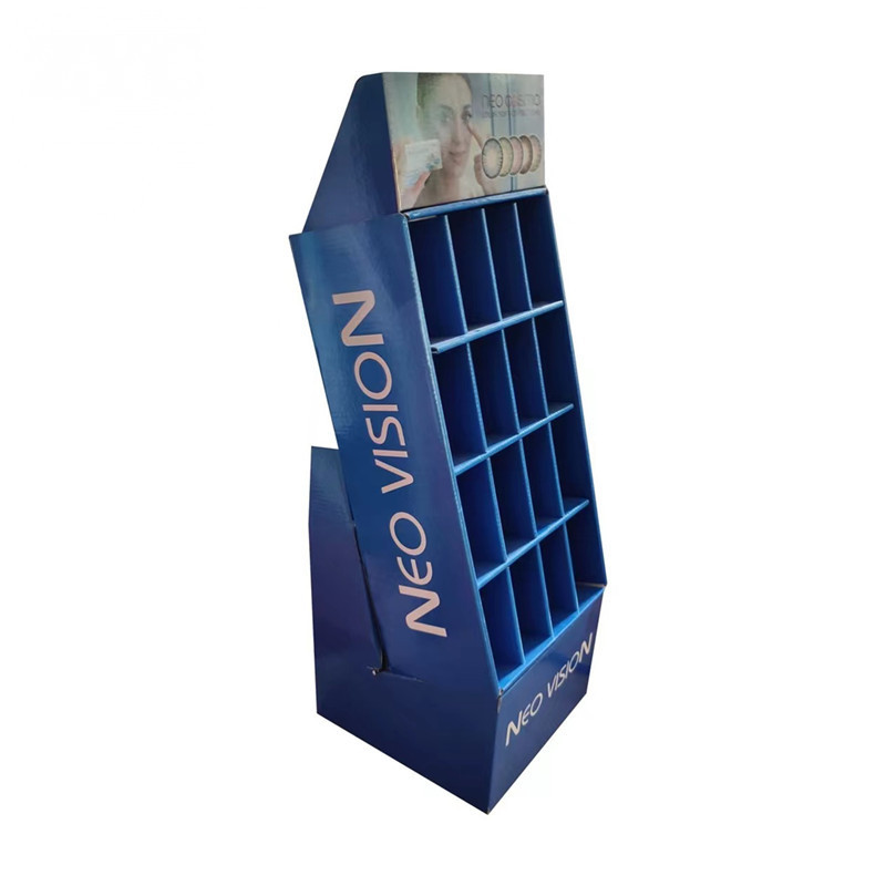 Custom Design Floor Standing Pop Display with Pockets Cardboard Cell Display for Food