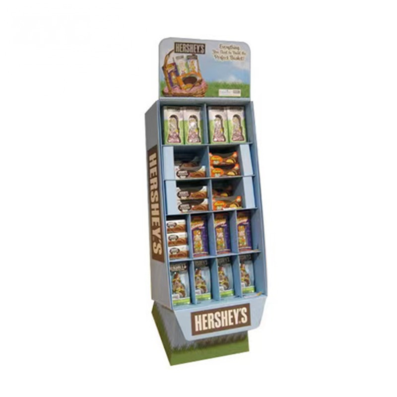 Custom Print Floor Standing Snack Cardboard Shelf Display POP Paper Display Rack for Food