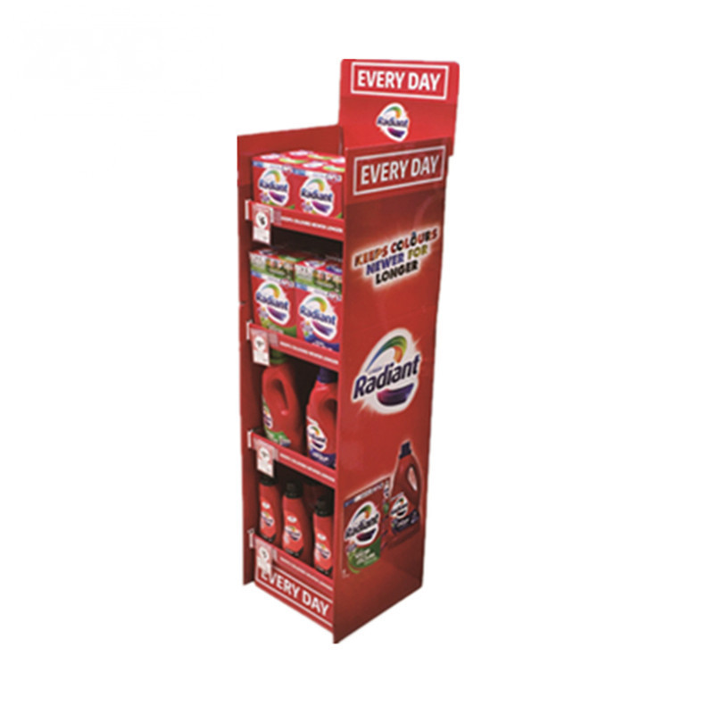 Retail Store POP Promotional Floor Standing Cardboard Shelves Display Stand for Snacks