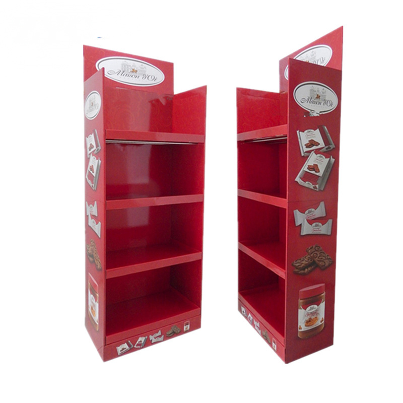 Retail Store POP Promotional Floor Standing Cardboard Shelves Display Stand for Snacks