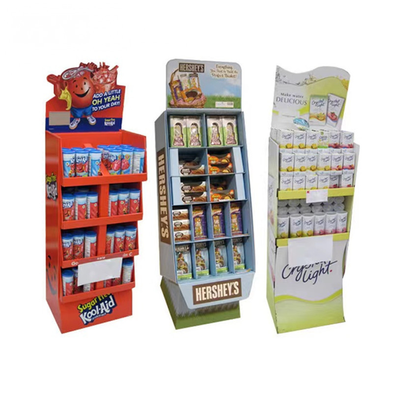 Custom Print Floor Standing Snack Cardboard Shelf Display POP Paper Display Rack for Food