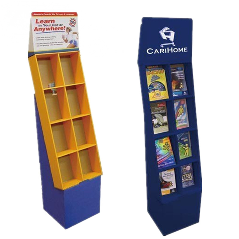 Custom Design Floor Standing Pop Display with Pockets Cardboard Cell Display for Food