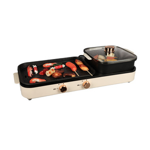 Multi-function Hotpot And Grill Electric PFOA Free Indoor Electric Smokeless Grill And Hot Pot 2 in 1 for Household Meals