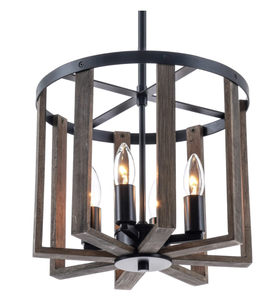 Wood Industrial Pendant Light Rustic Farmhouse Pendant Lighting Fixtures for Kitchen Island Dining Room Hallway