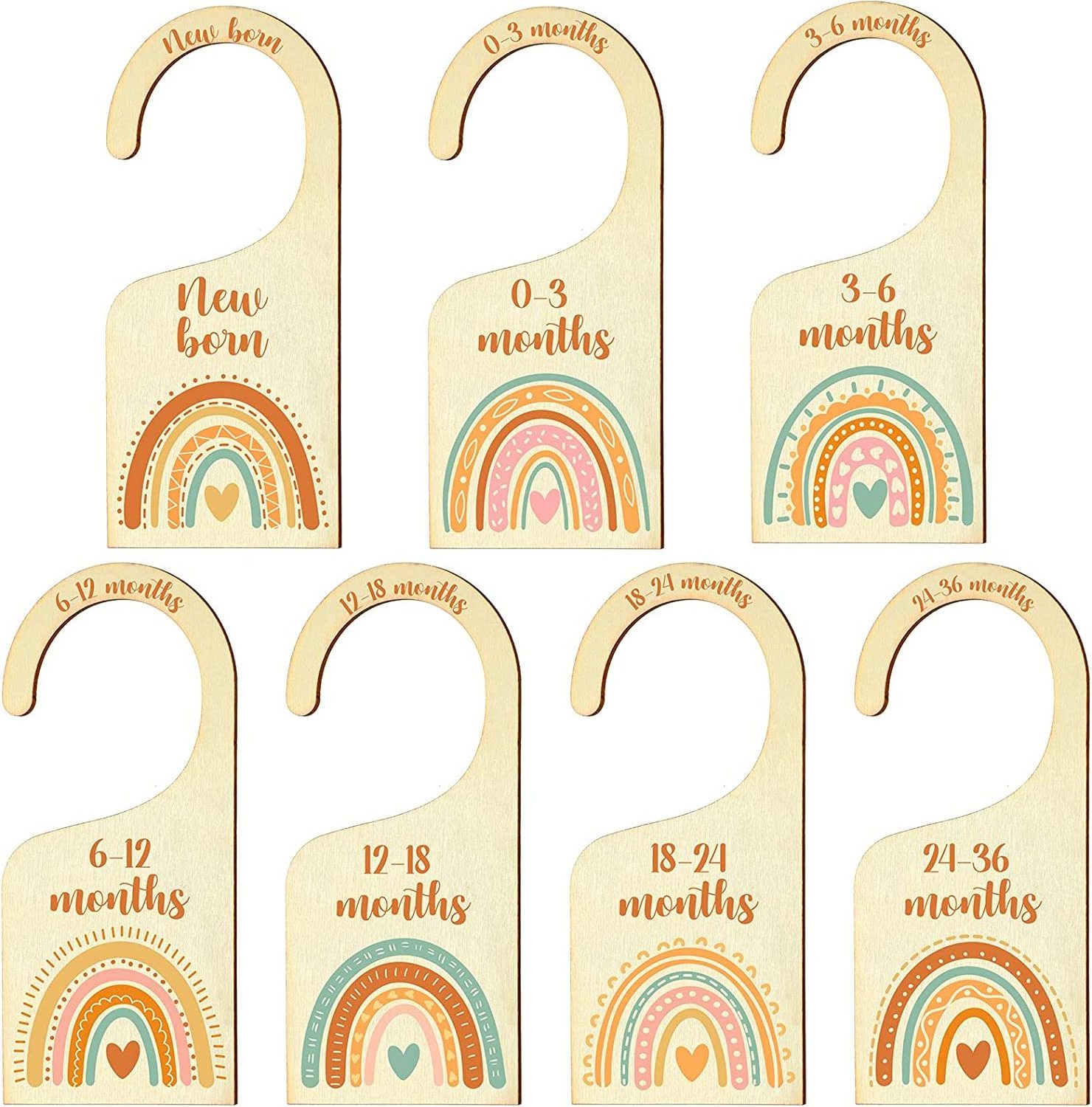 Rainbow Baby Closet Dividers Boho Nursery Closet Organizer Wooden Newborn Wardrobe Divider for Baby Shower