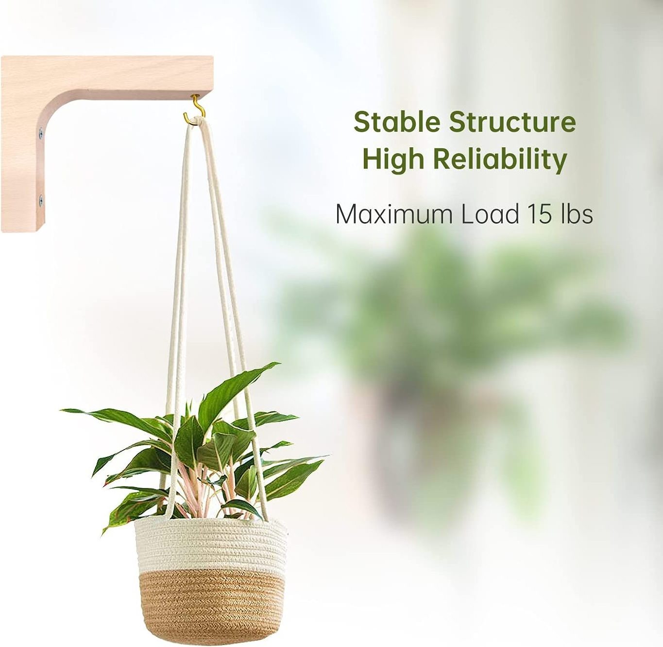 2 Pack Hanging Plant Hook Plant Hangers Indoor Wooden Hanging Basket Hooks