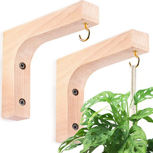 2 Pack Hanging Plant Hook Plant Hangers Indoor Wooden Hanging Basket Hooks