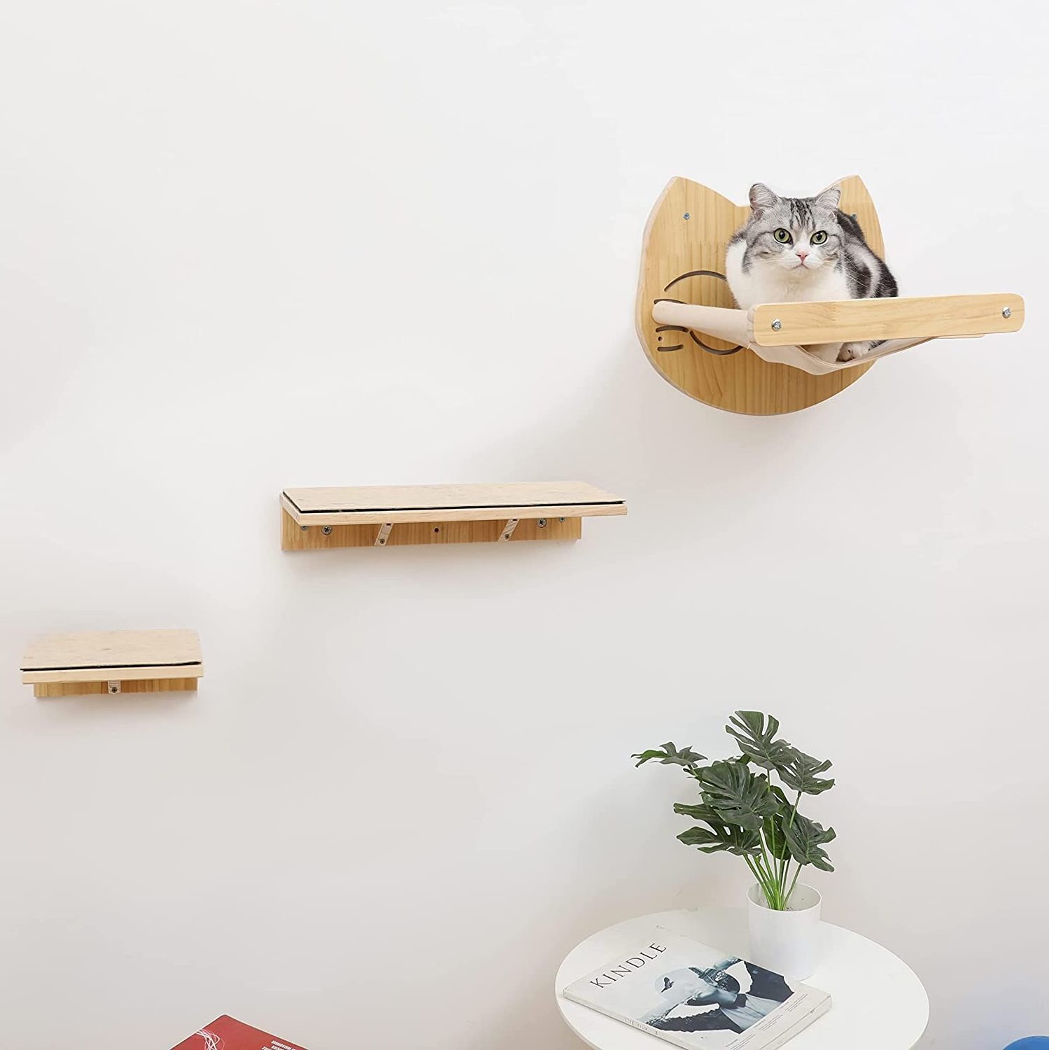 Cat Wall Shelf and Bed Wooden Cat Hammock Wall-Mounted Cat Bed & Furniture