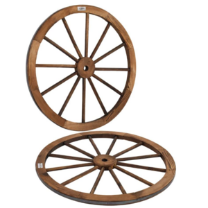 Decorative Wooden Wheel Vintage Old Western Style Wall Hanging Wood Wagon Wheel for Bar Garage Patio