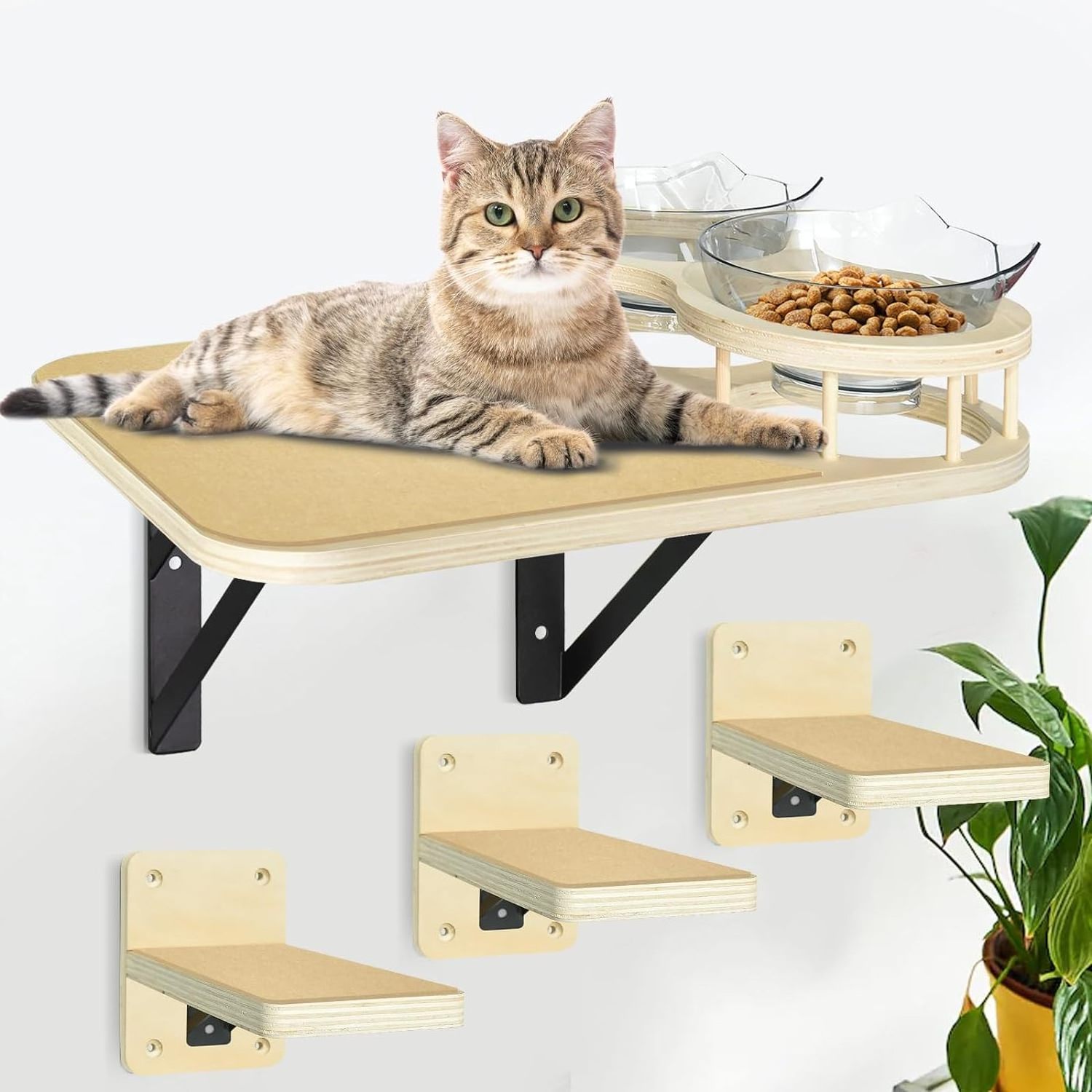 Wholesale Cat Wall Shelves with 3 Steps Cat Scratching Post Cat Hammock and Perches