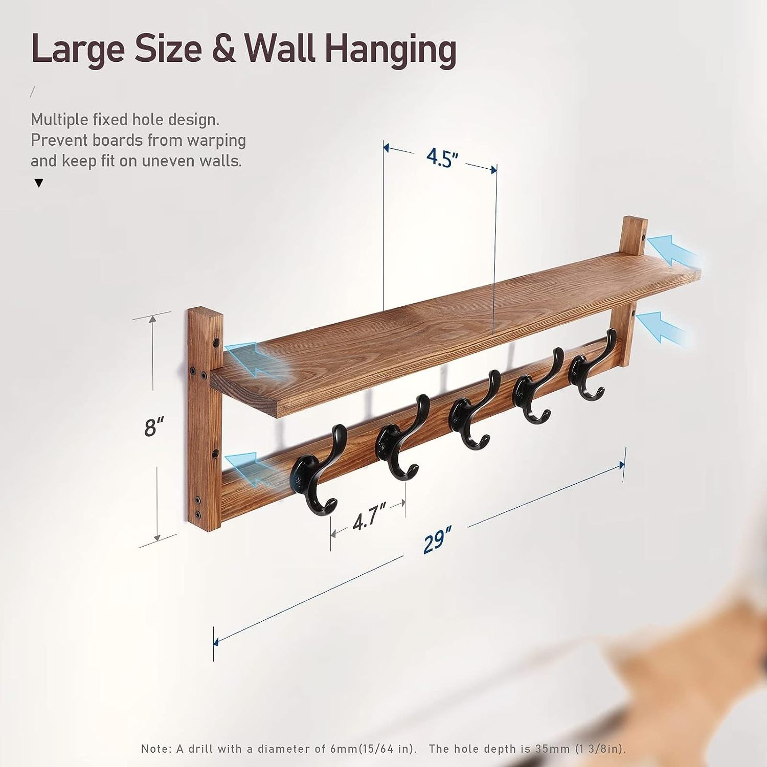 Wholesale Entryway Coat Rack Wall Mount with Shelf Wood Wall Hooks with Storage