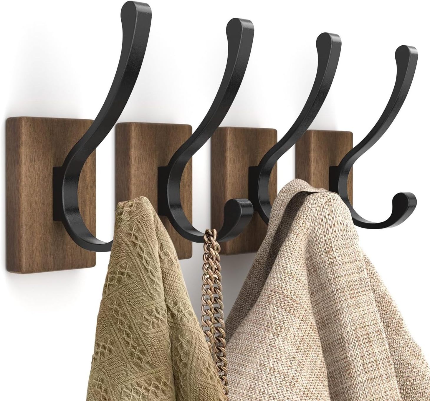 Wood Wall Hooks for Hanging Hooks Wall Mounted Wooden Rustic Farmhouse Heavy Duty Towel Hooks