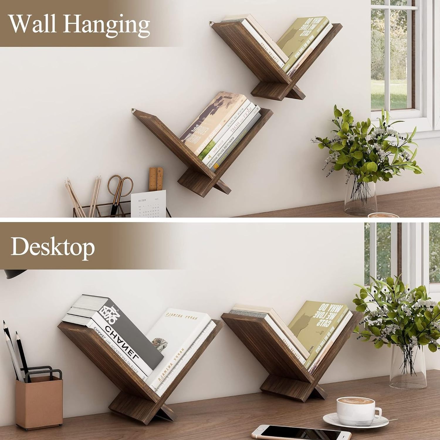 Small Hanging Wall Mounted Book shelf Bookshelf for Wall Thickened Solid Wood Desktop Book Shelves for Small Spaces