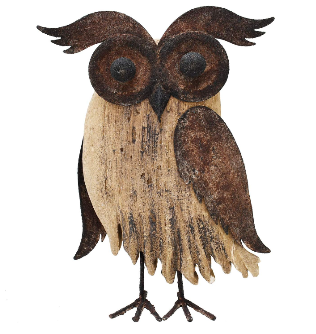 Wood Bird Figurine Home Decor Accent Rustic Bird Statue Tabletop Owl Decor for Living Room Bedroom Office Decoration