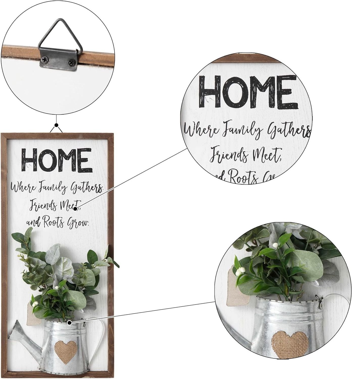 Farmhouse Home Sign Wooden Rustic Wall Decor Vertical Hanging Family Wall Art Plaque