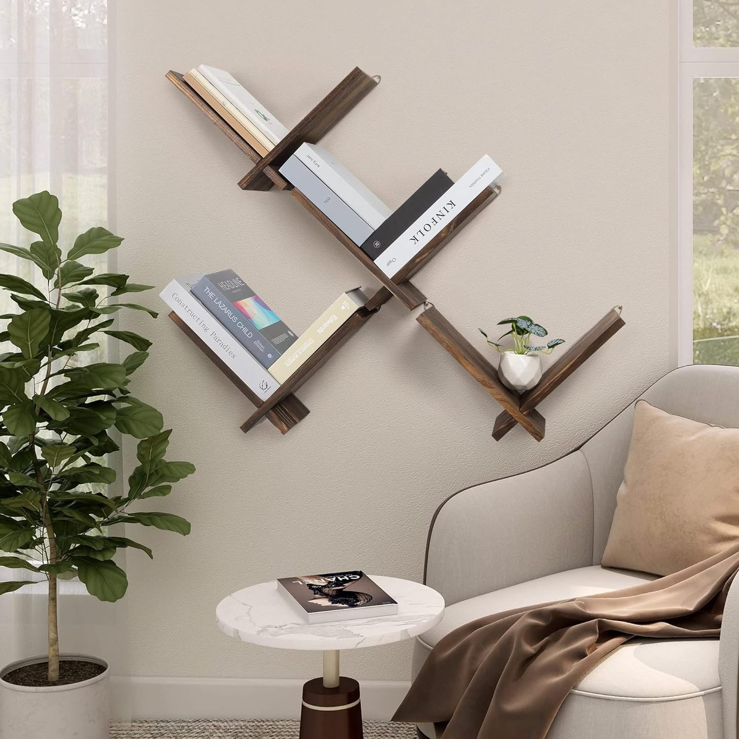 Small Hanging Wall Mounted Book shelf Bookshelf for Wall Thickened Solid Wood Desktop Book Shelves for Small Spaces