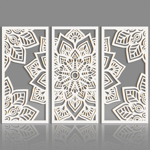 Lotus Flower Wall Art Decor Large White Mandala Wood Wall Decor Lotus Art Hollow Wall Decor 3 Panels