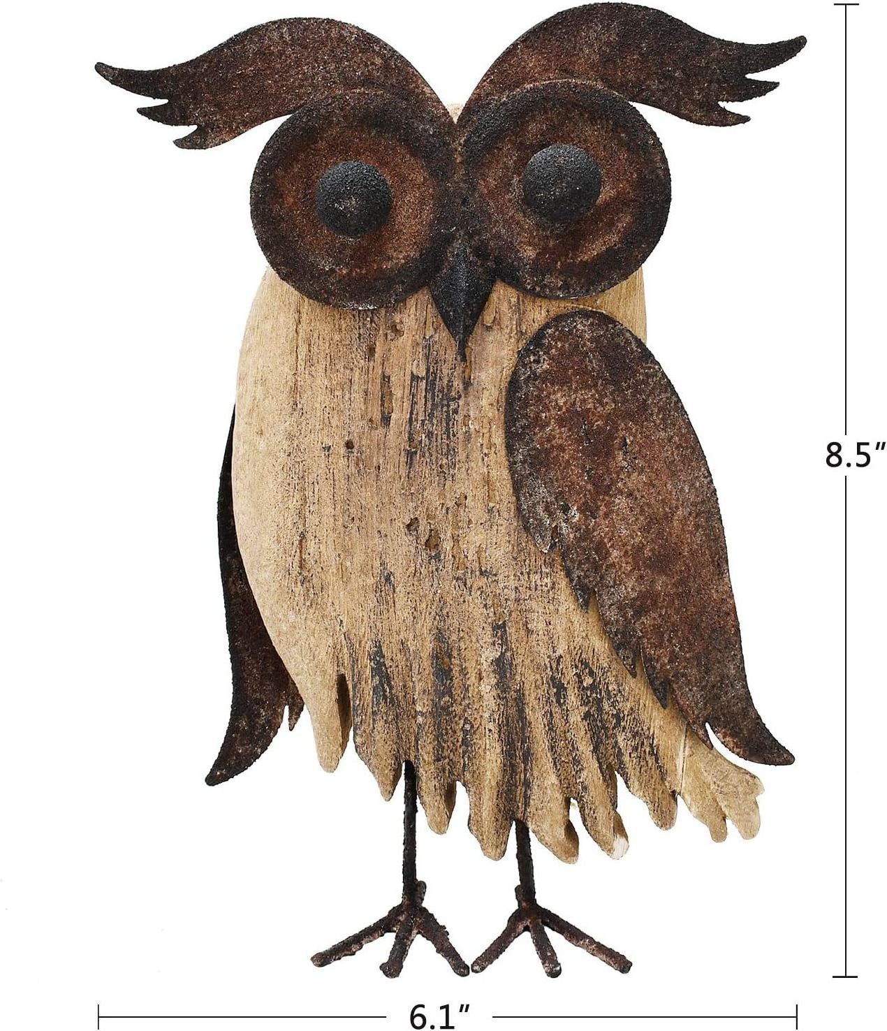 Wood Bird Figurine Home Decor Accent Rustic Bird Statue Tabletop Owl Decor for Living Room Bedroom Office Decoration