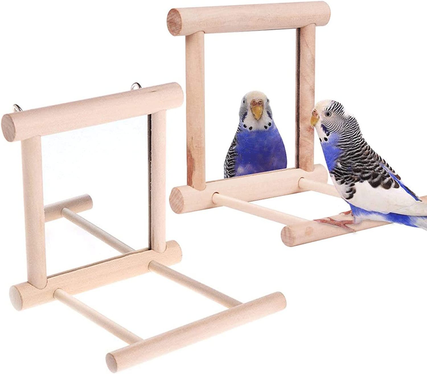 Bird Swing Parrot Cage Toys Swing Hanging Play with Mirror Parakeet Cockatoo Cockatiel Conure Lovebirds Canaries