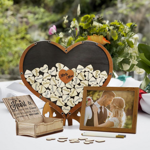 Rustic Wooden Heart Wedding Guest Book Alternative Heart Wedding Guest Book Dropbox with 81 Wooden Hearts Picture Frame