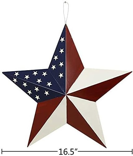 Metal Patriotic Old Glory American Flag Barn Star Wall Decor Metal Star Barn Wall Art Door Decor 4th of July Decoration