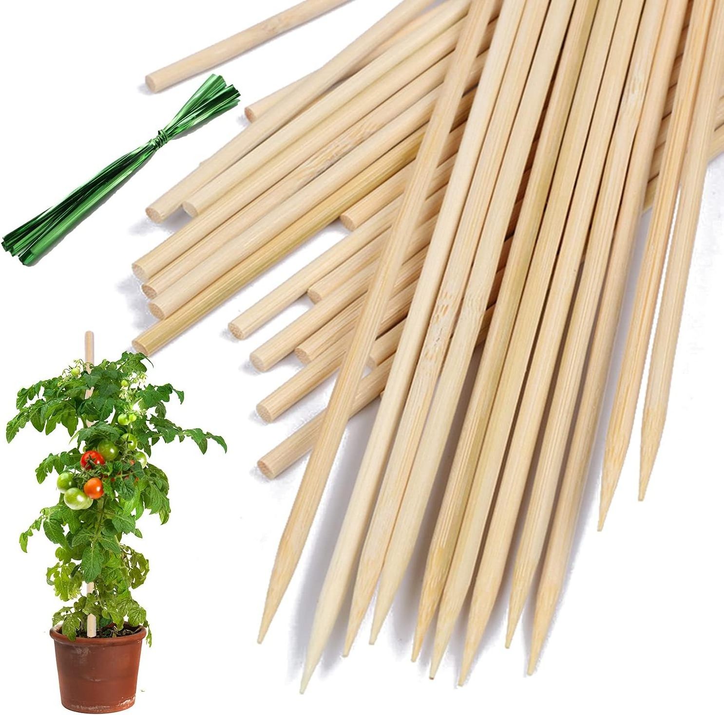 Plant Stakes Wood Plant Supports Natural Bamboo Garden Sticks