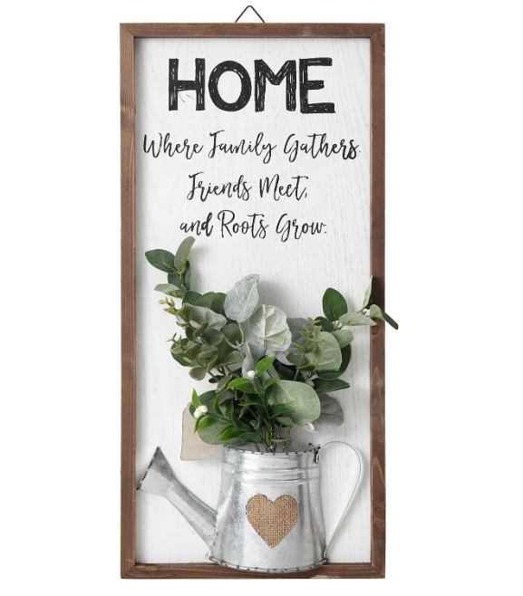 Farmhouse Home Sign Wooden Rustic Wall Decor Vertical Hanging Family Wall Art Plaque