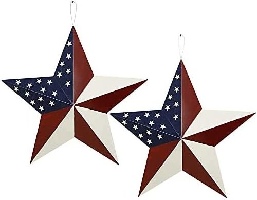 Metal Patriotic Old Glory American Flag Barn Star Wall Decor Metal Star Barn Wall Art Door Decor 4th of July Decoration