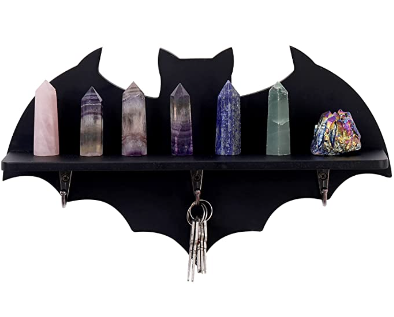 Witchy Room Goth Decor Spooky Floating Wall Hanging Black Wooden Crystal Bat Shelf Coffin Shelf