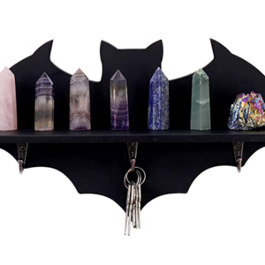 Witchy Room Goth Decor Spooky Floating Wall Hanging Black Wooden Crystal Bat Shelf Coffin Shelf