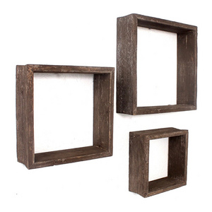 Rustic Hand Crafted Wooden Square Wall Floating Shelves