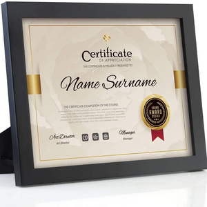 A4 Solid Wood 8.5 x 11 High Definition Glass Document Frame Certificate Frames with Stand