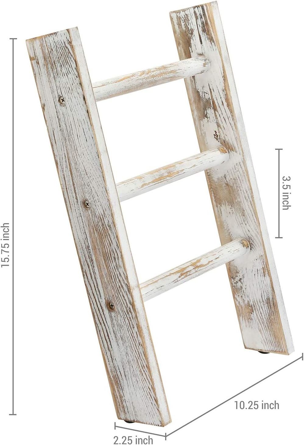 Rustic Whitewashed Wood Countertop Kitchen Towel Ladder Farmhouse Bathroom Hand Towel Holder Rack