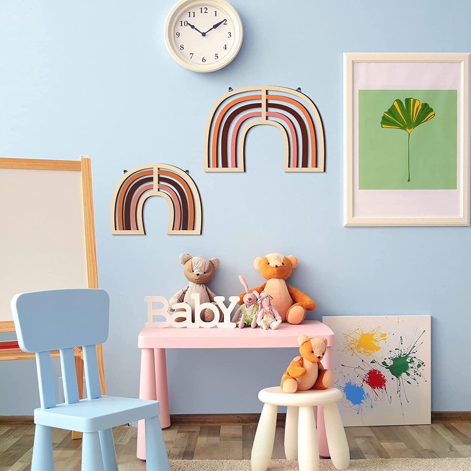 Boho Nursery Decor Rainbow Wooden Sign Rainbow Wood Wall Decor for Kids Bedroom