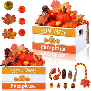 Thanksgiving Mini Wood Crate Autumn Tiered Tray Decor Farmhouse Fall Kitchen Decorations Box