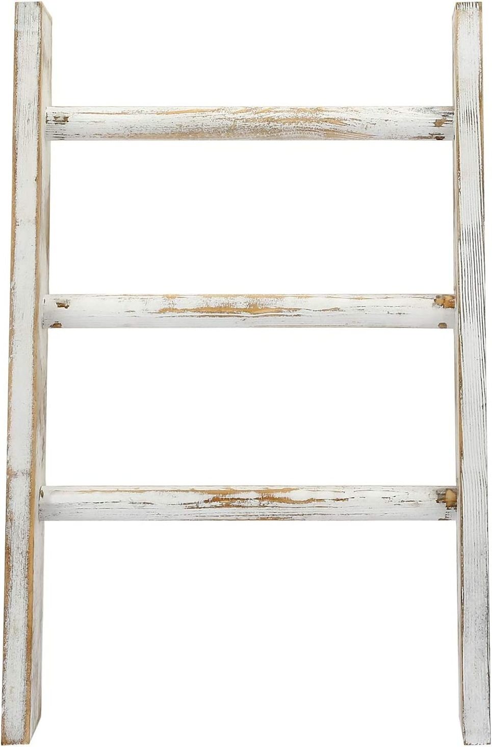 Rustic Whitewashed Wood Countertop Kitchen Towel Ladder Farmhouse Bathroom Hand Towel Holder Rack