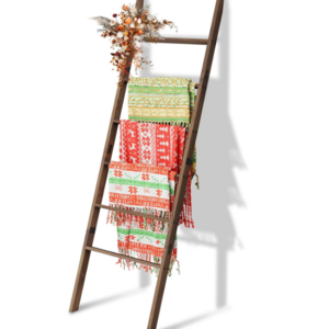 Wood 6-Tier Blanket Ladder Blanket Quilt Towel Holder Rack Decorative Ladder Wooden Rustic Farmhouse Ladder Shelf