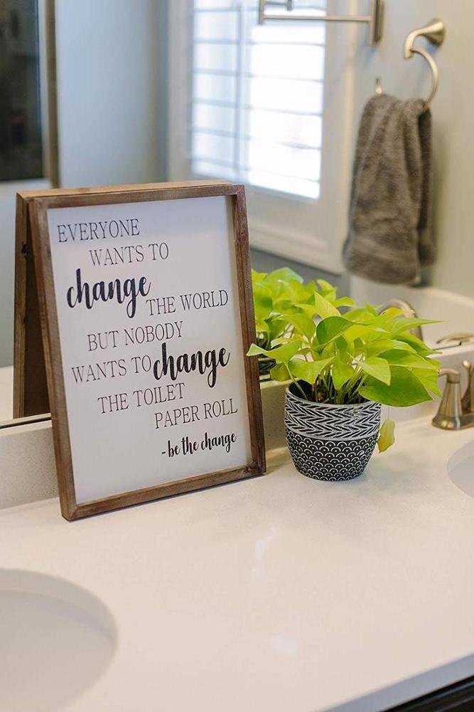 Rustic Farmhouse Decor Wooden Bathroom Wall Decor Wood Framed Wall Hanging Quote Sign