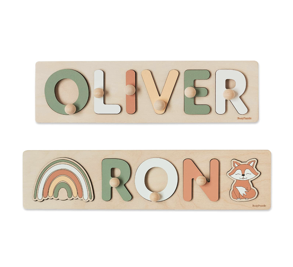 Custom Montessori Toys Wooden Laser Name Baby Shower Gift Personalized Baby Puzzle Name Puzzle Wooden Toy Nursery Decor