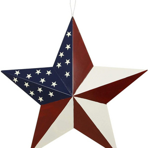 Metal Patriotic Old Glory American Flag Barn Star Wall Decor Metal Star Barn Wall Art Door Decor 4th of July Decoration