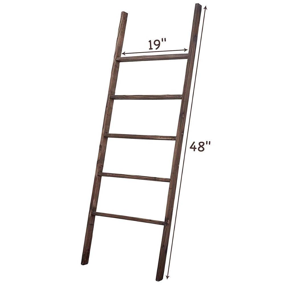 48 Inches Rustic Decorative Wood Blanket Ladder Shelf Brown