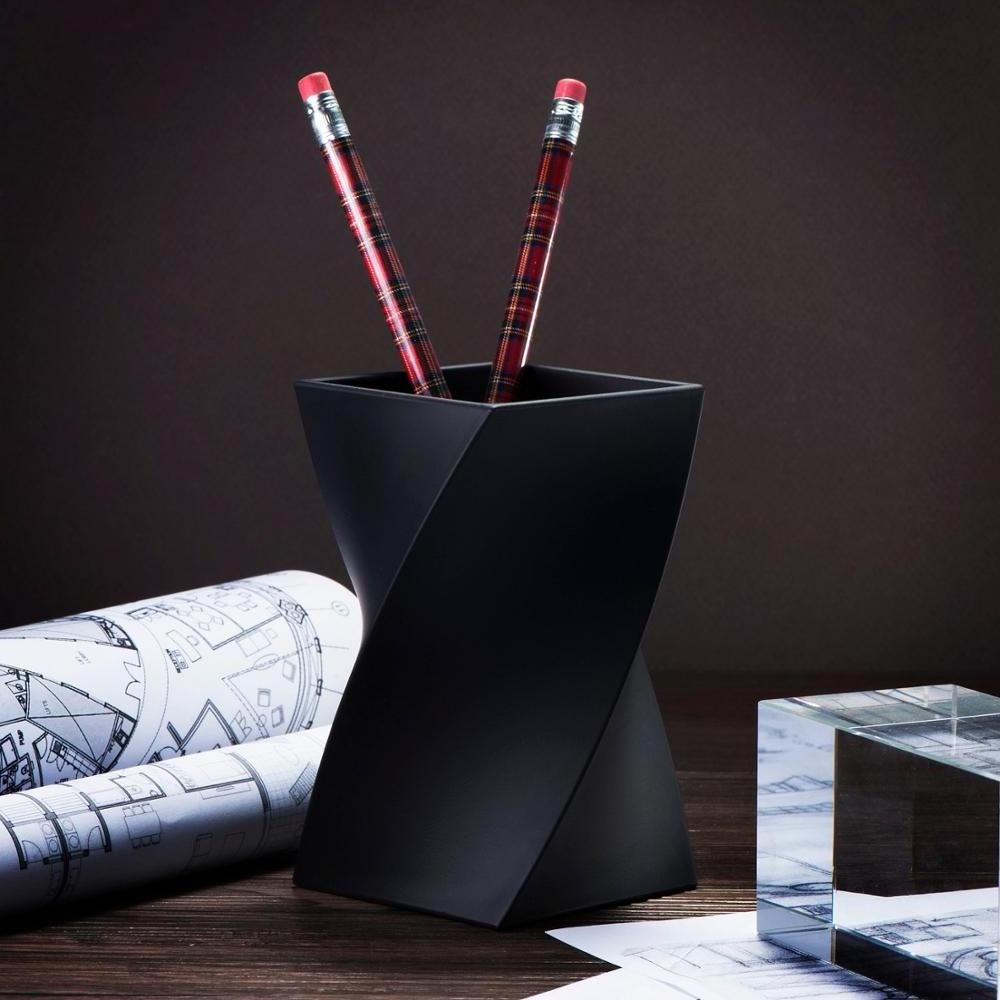 Wave Design Morden Soft Touch Black Pen Pencil Ruler  Pen Holder On The Table