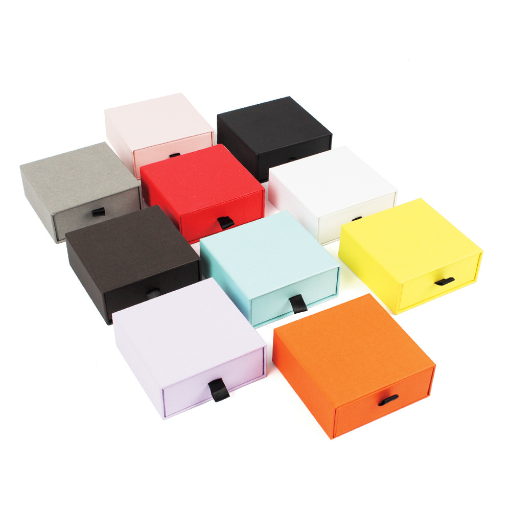 Ready Red Orange Yellow Colorful Rigid Cardboard Slide Out Drawer Jewelry Packaging Box